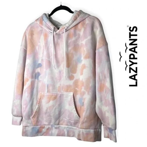 Lazy Pants Long Live Lazy Pink Tie Dye  Hoodie - Picture 1 of 10